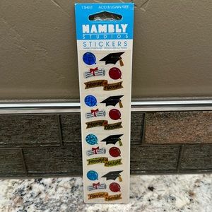 Vintage Hambly Stickers Prismatic Graduation Cap Diploma Balloons Graduate
